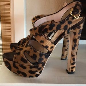 MIU MIU PLATFORM LEOPARD FUR HEELS